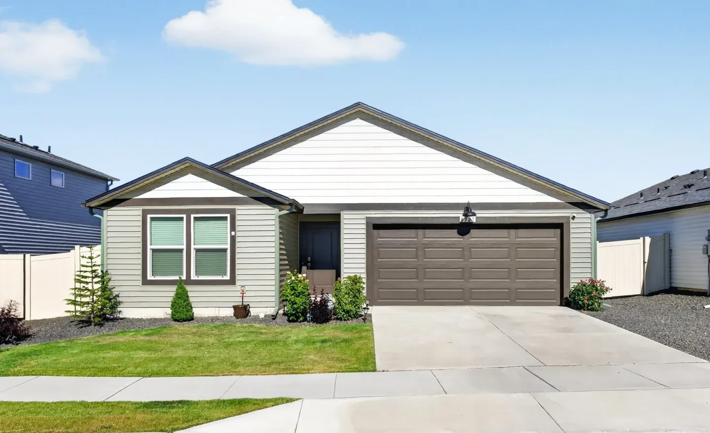 Front exterior straight view with garage